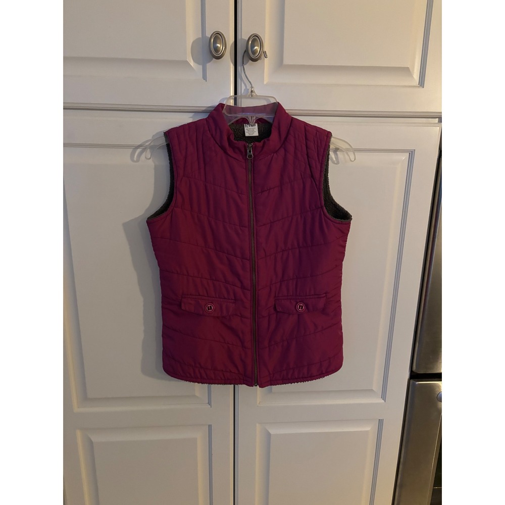 Faded Glory Girls Magenta Pink Quilted Puffer Vest Sherpa Lined XL 16